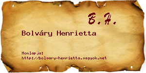 Bolváry Henrietta névjegykártya